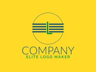 Um logotipo circular sofisticado e profissional com uma letra 'L' proeminente em verde e azul, perfeito para empresas modernas.