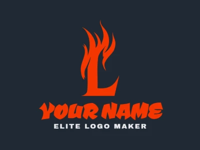 Un logotipo abstracto con la letra 'L' en llamas de fuego, diseñado con formas dinámicas para crear un logotipo creativo y refinado.