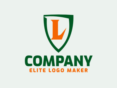 A sleek minimalist logo combining the letter 'L' with a shield, infused with vibrant green and orange hues.