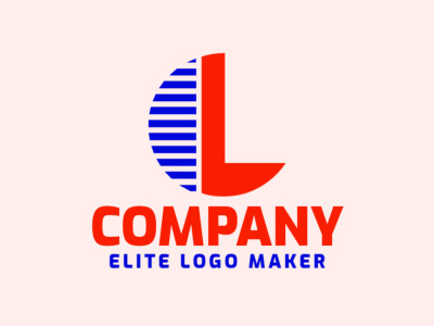 Un logo vibrante con la letra 'L' construida con múltiples líneas, entrelazando tonos de azul y naranja para representar creatividad y energía.