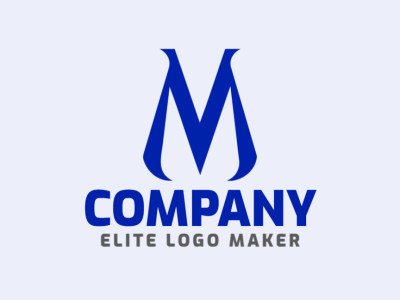 Create your logo in the shape of a letter "M" with initial letter style and dark blue color.