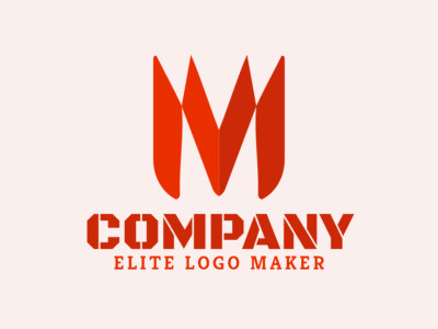 A symmetric logo design featuring the letter "M", radiating boldness and balance in vibrant red tones.