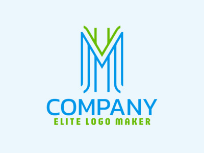 Un logo de letra inicial vibrante 'M', mezclando tonos de verde y azul para un diseño fresco y dinámico.