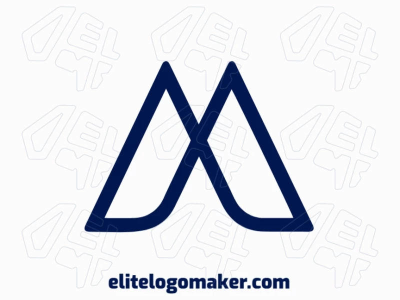 Um logo elegante e minimalista apresentando a letra "M" em azul escuro, incorporando simplicidade e elegância.