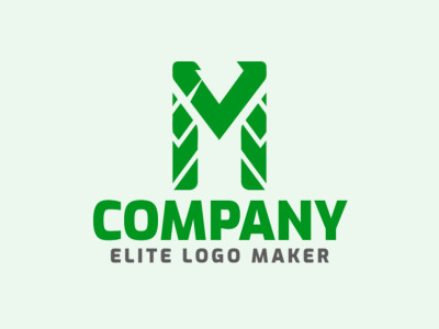 Un diseño de logo ilustrativo con la letra "M", que emana creatividad e innovación con un toque de verde.