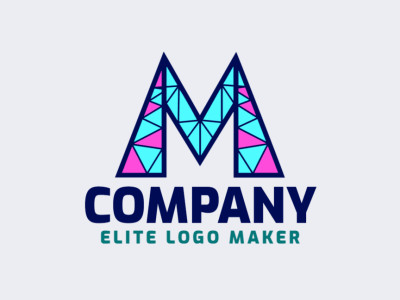 Um logotipo intrincado em estilo mosaico com a letra 'M', exalando elegância e charme.