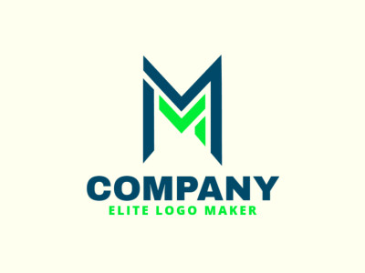 Um design de logotipo com a letra inicial 'M' com uma mistura de verde e azul escuro, simbolizando crescimento e profundidade.