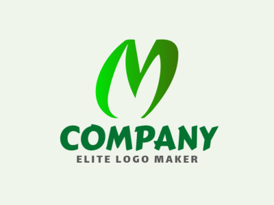A modern minimalist logo design featuring the letter 'M', with a fresh touch of green.