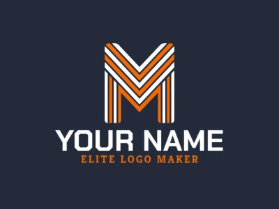 Un logotipo de letra inicial atractivo que presenta la letra "M" en una audaz combinación de colores naranja y negro, diseñado para captar la atención y destacar.