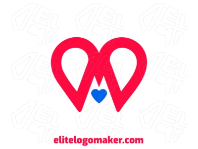 Um logo minimalista de negócios com a letra 'M' combinada com corações, projetado com linhas limpas e formas simples para uma identidade de marca elegante e profissional.