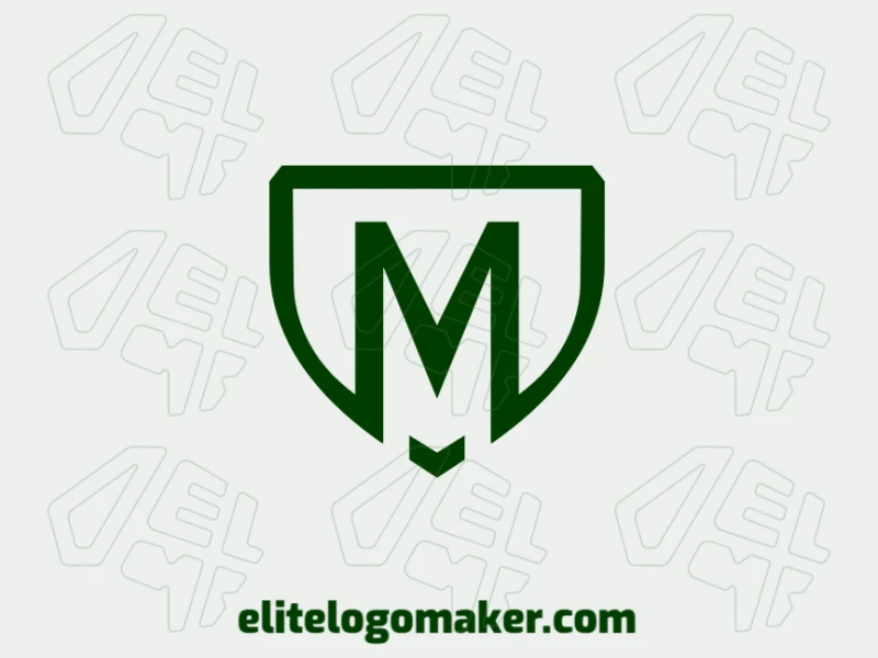 Um belo e atraente logotipo emblema com a letra "M" elegantemente combinada com um escudo.