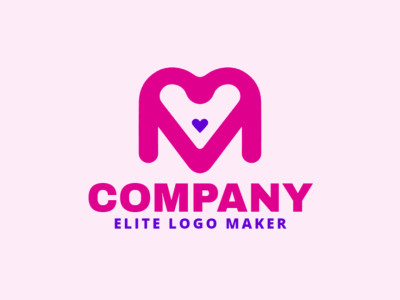 A minimalist logo maker with a perfect blend of the letter 'M' and a heart, suitable for various branding needs.