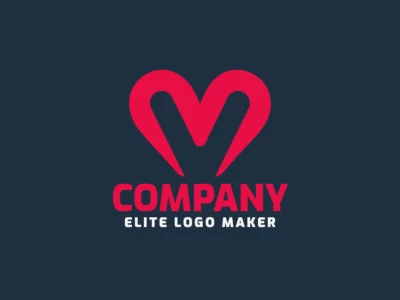 Un logotipo vectorial minimalista elegante y prominente que presenta una combinación de la letra 'M' y un corazón.