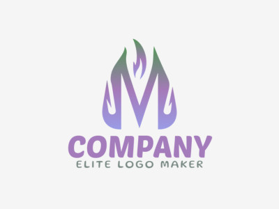 An initial letter logo with the letter 'M' in green and purple flames, presenting an interesting business concept with a striking visual appeal.