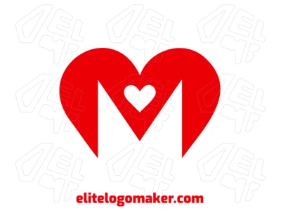 Modelo de logotipo com a letra "M" em formato de coração, com design minimalista, criando uma identidade visual limpa e elegante.