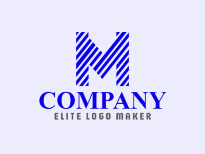 Um conceito de logo ideal que exibe um design listrado da letra "M" com um estilo de letra inicial distinto.