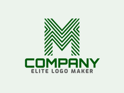 Um logotipo com a letra 'M' dinâmico com elementos listrados, mostrando versatilidade e vitalidade em tons verdejantes.