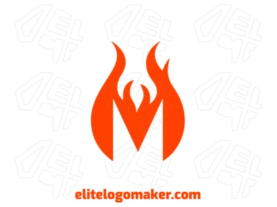 Excelente design de logotipo com a letra "M" em efeito de fogo, criando um estilo de letra inicial ousado e dinâmico.