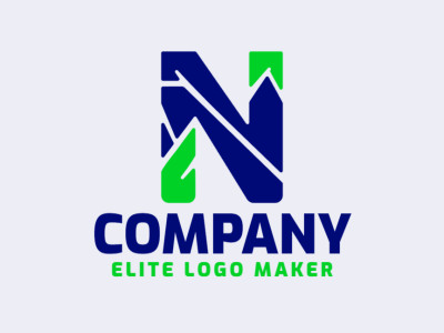 An initial letter logo design featuring the letter 'N', blending green and blue hues for a vibrant and dynamic look.
