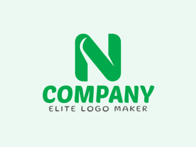 Un diseño elegante y minimalista que muestra la letra 'N', irradiando simplicidad y elegancia, con un toque refrescante de verde.
