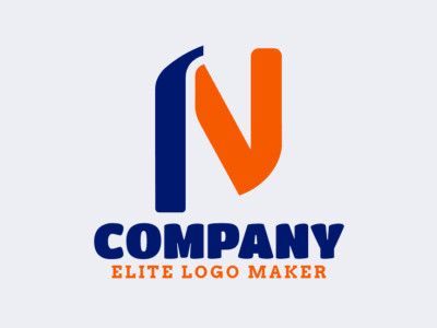 Un logo abstracto que presenta la letra 'N', diseñado con una creativa mezcla de azul y naranja para un aspecto moderno y sofisticado.