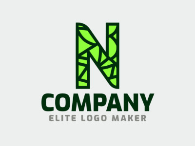 A captivating mosaic-style logo featuring the letter 'N', composed of vibrant shades of green and dark green.