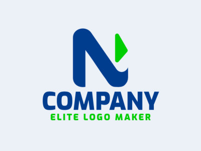 Minimalist logo concept with original elements forming an letter n, with elite design with green and blue colors.