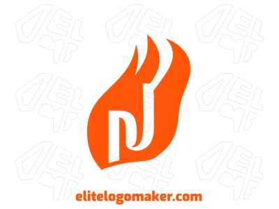 Um design de logo criativo com a letra "N" dentro do espaço negativo de uma chama de fogo, perfeito para uma identidade de marca ousada e dinâmica.