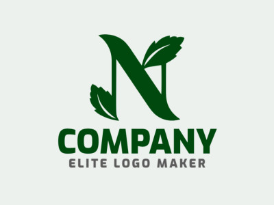 An initial letter logo design intertwining the letter "N" with leaves, representing growth and vitality in rich dark green hues.