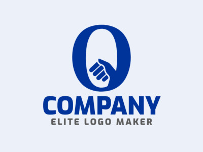 Um logotipo que apresenta a fusão da letra O e uma mão, simbolizando conexão e unidade, com um design de duplo sentido sofisticado em tons de azul escuro.