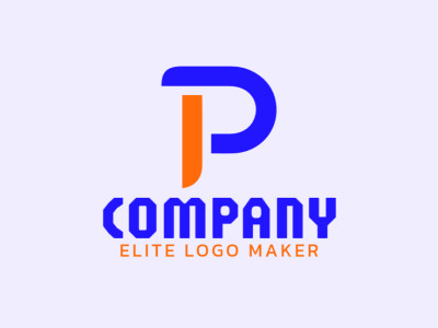 Un logo diseñado de forma creativa con la letra "P", mezclando tonos de azul y naranja para un atractivo vibrante e imaginativo.
