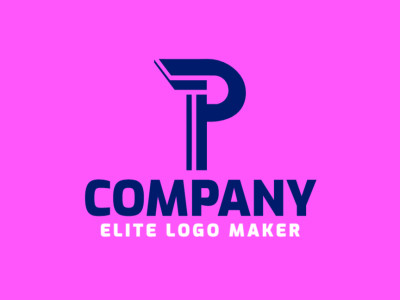 Un logotipo minimalista azul oscuro con la letra 'P', ideal para una identidad de marca elegante y moderna.