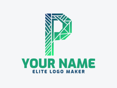 Un logotipo de mosaico hermoso y llamativo que ilustra la letra 'P' con una elegancia cautivadora.