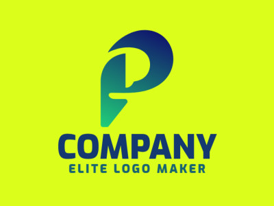 Un logotipo minimalista con la letra 'P' en tonos de verde y azul, ideal para una representación profesional y adecuada.