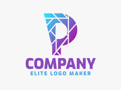 Un logo de estilo mosaico moderno que presenta la letra "P", ideal para la identidad de una empresa.