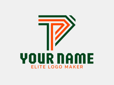 Un logotipo elegante que muestra la letra "P" en estilo listado con colores vibrantes naranja y verde oscuro, encarnando sofisticación y creatividad.