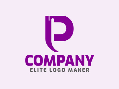 Logotipo personalizable en forma de una letra "P" con un estilo abstracto, el color utilizado fue el violeta.