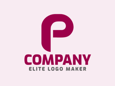Un diseño de logo minimalista y elegante que presenta la letra "P", irradiando sofisticación y audacia en tonos rojo oscuro.