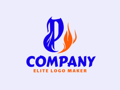 La fusión de una letra 'P' en llamas simboliza dinamismo y creatividad en este diseño de logotipo de letra inicial.