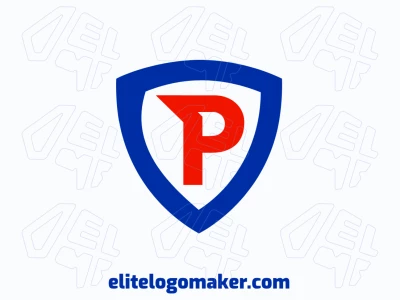 Um design de logotipo em estilo de emblema que combina um escudo medieval com a letra 'P', misturando-se sutileza em um símbolo ideal.
