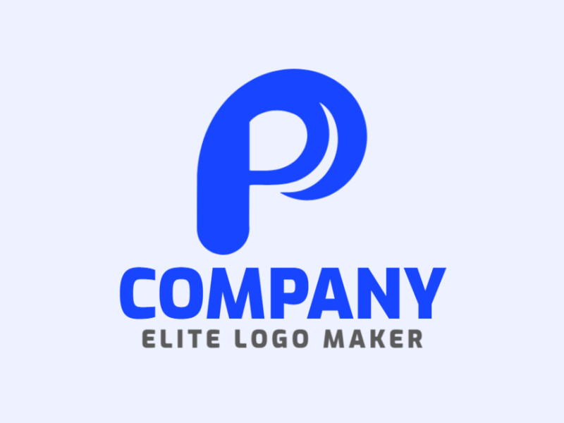 Un logotipo minimalista con la letra 'P' en azul, con un estilo de letra inicial perfecto y apropiado para marcas profesionales.