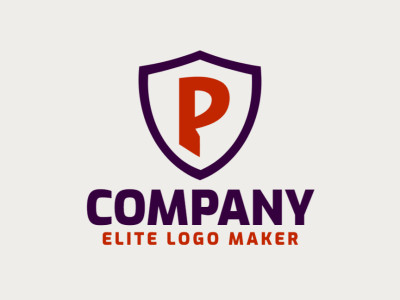 A subtle and elegant minimalist logo design featuring a unique combination of the letter 'P' and a shield.