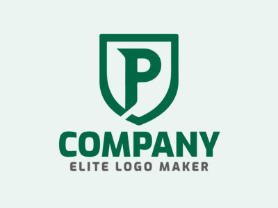 An abstract logo featuring the letter 'P' and a shield, creatively designed with green hues to represent protection and innovation.