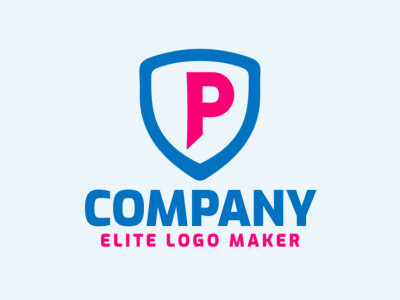 A minimalist logo featuring the letter 'P' and a shield, designed with blue and pink hues, symbolizing protection and creativity.