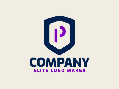 An appropriate and luxurious logo concept featuring the letter 'P' within a shield emblem in purple and dark blue.