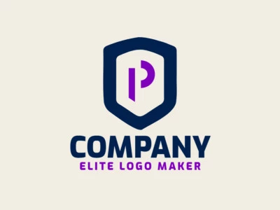 An appropriate and luxurious logo concept featuring the letter 'P' within a shield emblem in purple and dark blue.