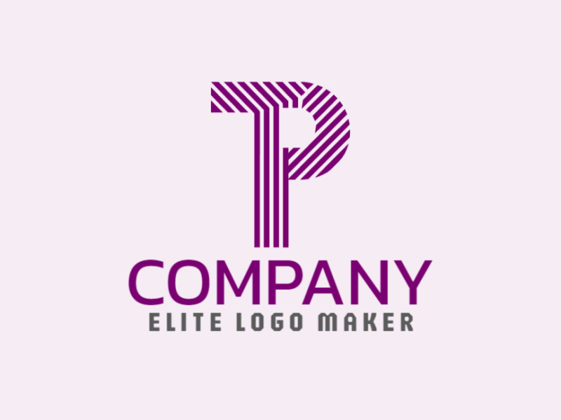 A captivating logo design featuring a striped letter 'P', crafted with multiple lines, radiating elegance and sophistication in shades of purple.