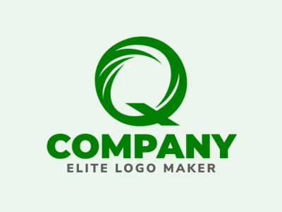 Un logotipo abstracto y profesional con la letra 'Q' prominente, diseñado creativamente con elementos verdes, perfecto para una identidad de marca sofisticada.