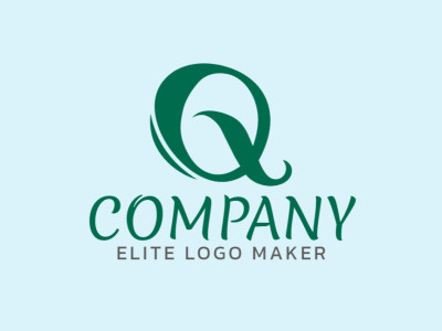 A minimalist logo featuring a sleek letter 'Q' accented with green, ideal for a clean and contemporary brand identity.