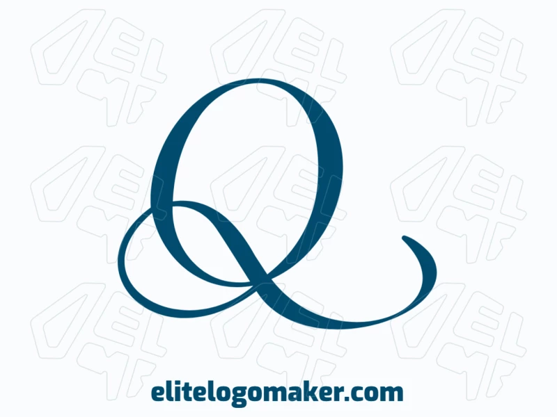 Um logotipo criativo com a letra 'Q' em um estilo dinâmico e moderno, destacado em azul.